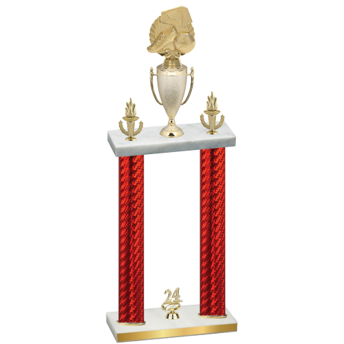 Double Red Carbon Fiber Year Soccer Trophy
