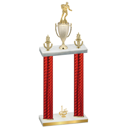 Double Red Carbon Fiber First Place Rugby Trophy