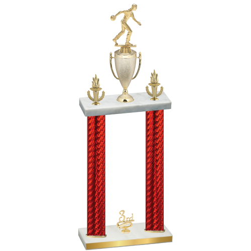 Double Red Carbon Fiber Third Place Bowling Trophy