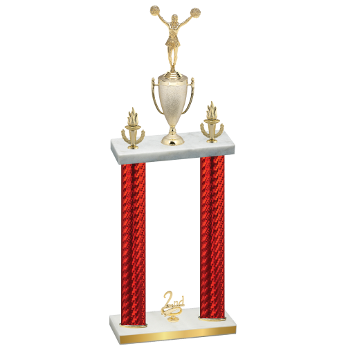 Double Red Carbon Fiber Second Place Cheerleading Trophy