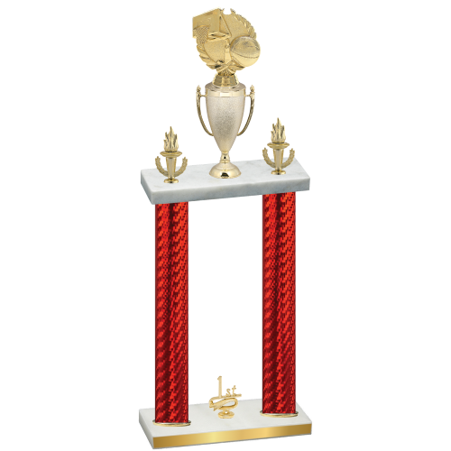 Double Red Carbon Fiber First Place Basketball Trophy