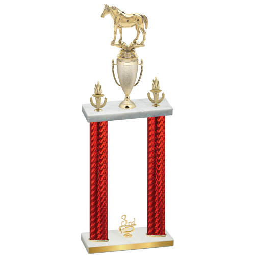 Double Red Carbon Fiber Third Place Horses Trophy