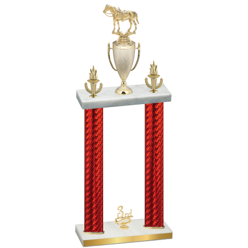 Double Red Carbon Fiber Third Place Horses Trophy