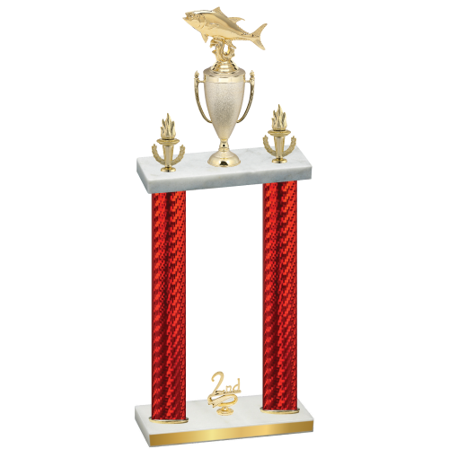 Double Red Carbon Fiber Second Place Fishing Trophy