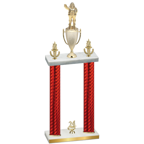 Double Red Carbon Fiber Year Holiday Trophy