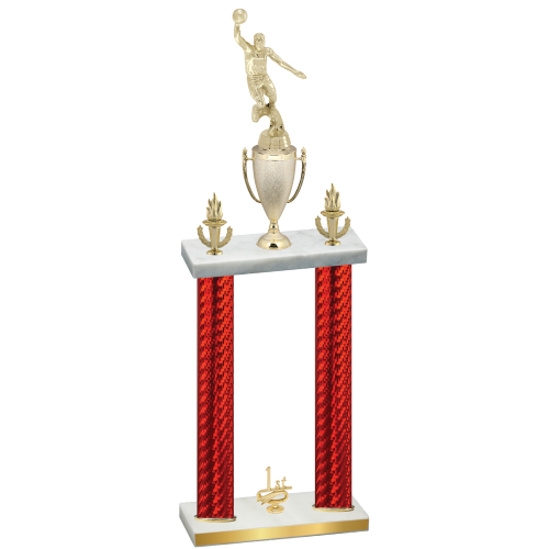 Double Red Carbon Fiber First Place Basketball Trophy