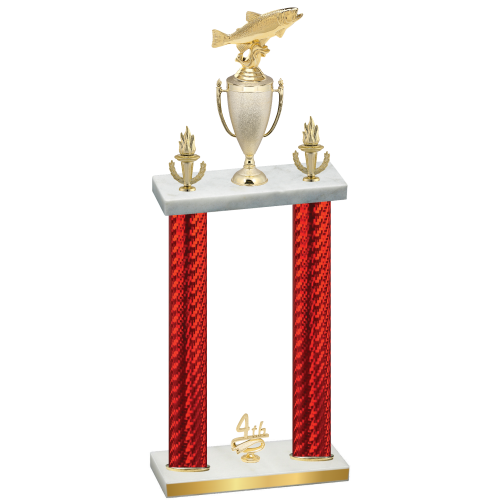 Double Red Carbon Fiber Fourth Place Fishing Trophy