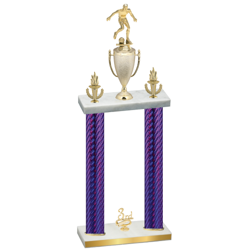 Double Purple Carbon Fiber Third Place Soccer Trophy