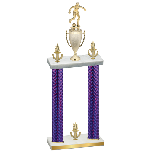 Double Purple Carbon Fiber Victory Soccer Trophy
