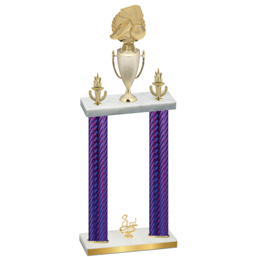 Double Purple Carbon Fiber Third Place Soccer Trophy
