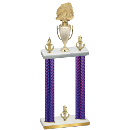 Double Purple Carbon Fiber Victory Soccer Trophy