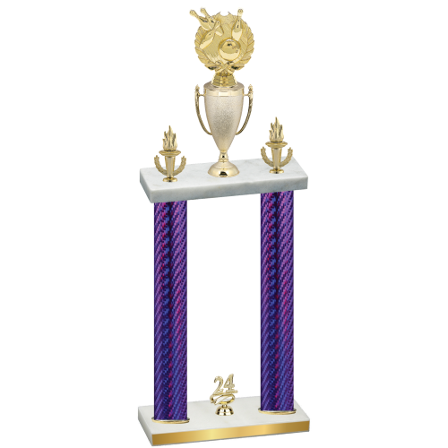 Double Purple Carbon Fiber Year Bowling Trophy
