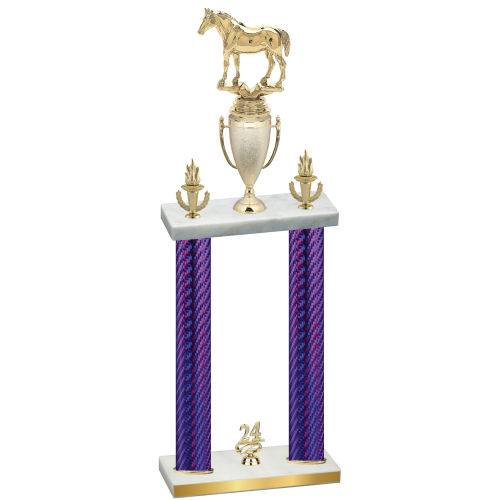 Double Purple Carbon Fiber Year Horses Trophy