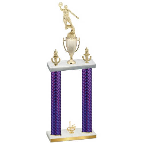 Double Purple Carbon Fiber First Place Basketball Trophy