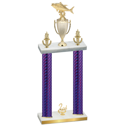Double Purple Carbon Fiber Second Place Fishing Trophy