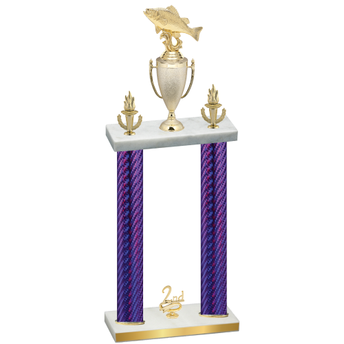 Double Purple Carbon Fiber Second Place Fishing Trophy