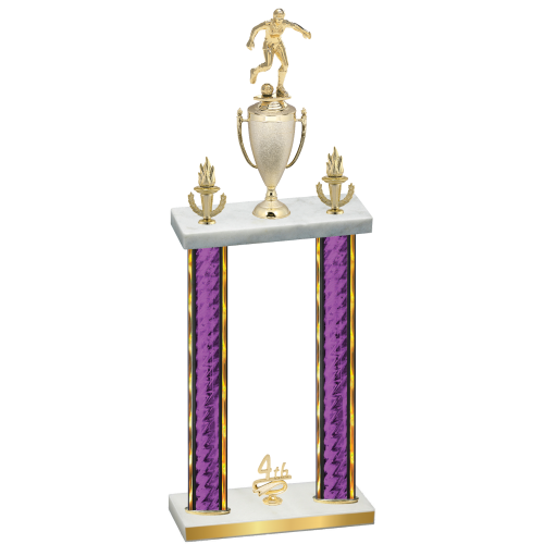Double Purple Glacier Fourth Place Soccer Trophy