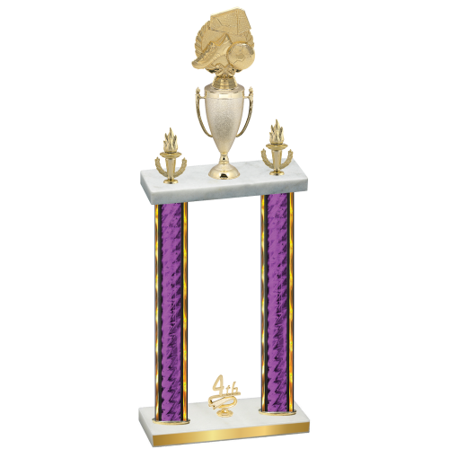 Double Purple Glacier Fourth Place Soccer Trophy