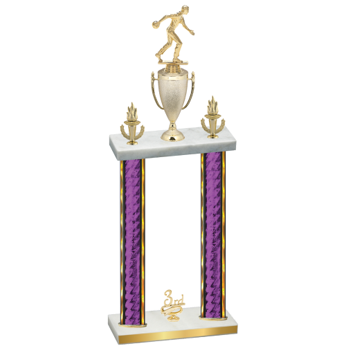 Double Purple Glacier Third Place Bowling Trophy