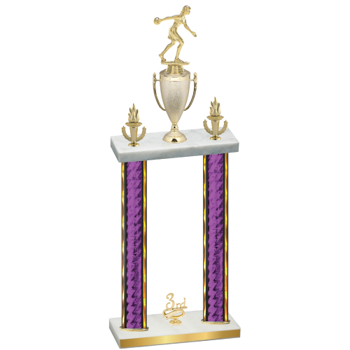 Double Purple Glacier Third Place Bowling Trophy