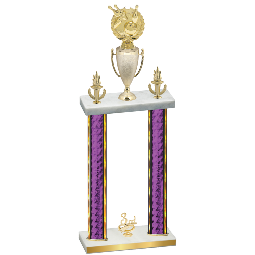 Double Purple Glacier Third Place Bowling Trophy