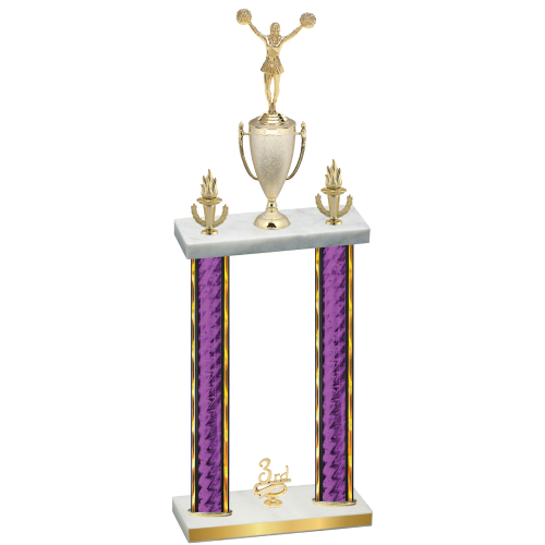 Double Purple Glacier Third Place Cheerleading Trophy