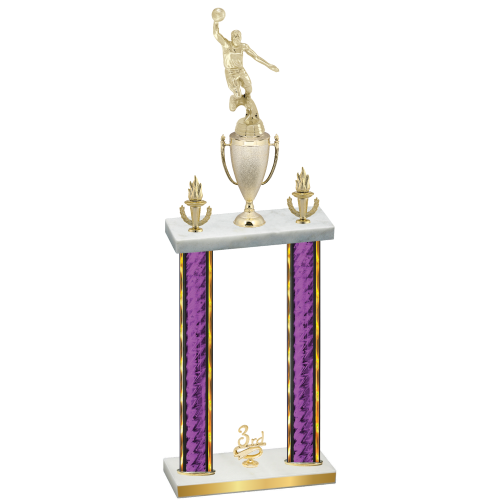 Double Purple Glacier Third Place Basketball Trophy