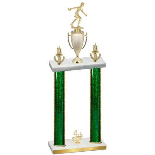Double Green Glacier Fourth Place Bowling Trophy
