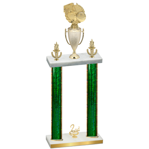 Double Green Glacier Second Place Basketball Trophy