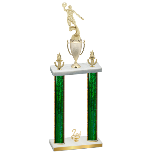 Double Green Glacier Second Place Basketball Trophy