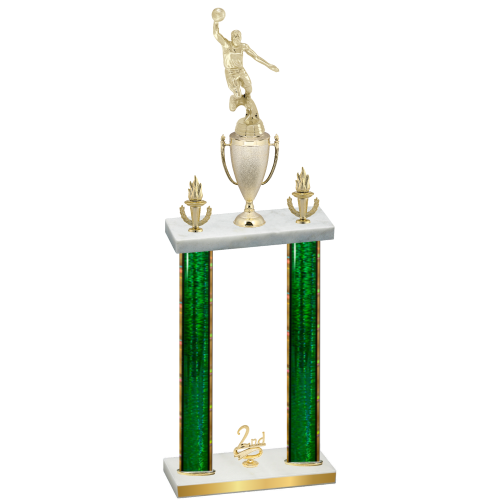 Double Green Glacier Second Place Basketball Trophy