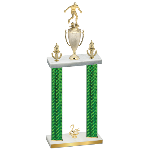 Double Green Carbon Fiber Second Place Soccer Trophy