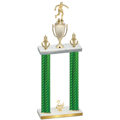 Double Green Carbon Fiber Second Place Soccer Trophy