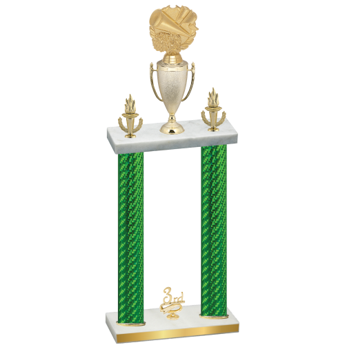 Double Green Carbon Fiber Third Place Cheerleading Trophy