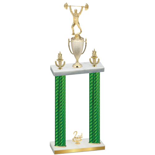 Double Green Carbon Fiber Second Place Weights Trophy
