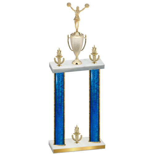 Double Blue Glacier Victory Cheerleading Trophy