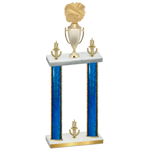 Double Blue Glacier Victory Cheerleading Trophy