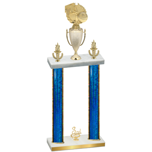 Double Blue Glacier Third Place Basketball Trophy