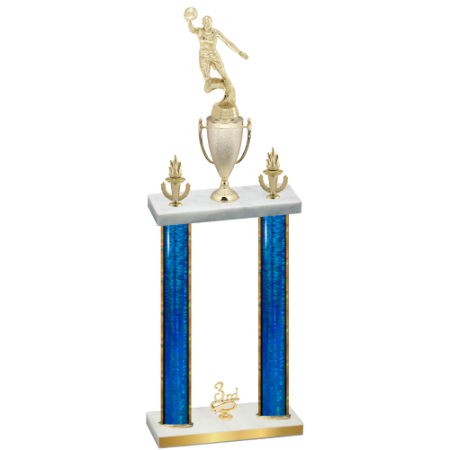 Double Blue Glacier Third Place Basketball Trophy