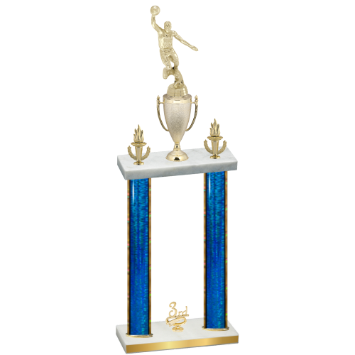 Double Blue Glacier Third Place Basketball Trophy