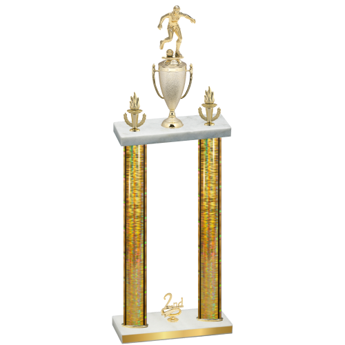 Double Gold Glacier Second Place Soccer Trophy