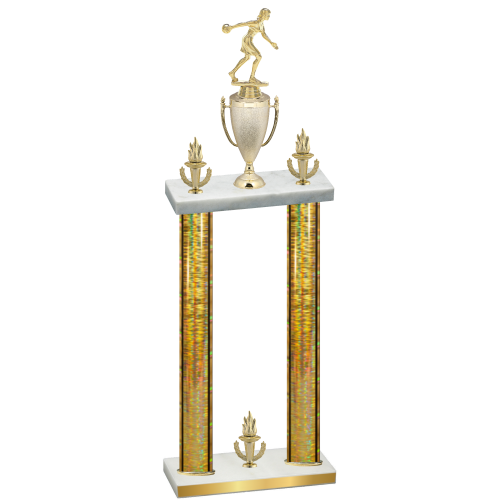Double Gold Glacier Victory Bowling Trophy