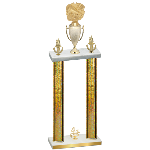 Double Gold Glacier Fourth Place Cheerleading Trophy