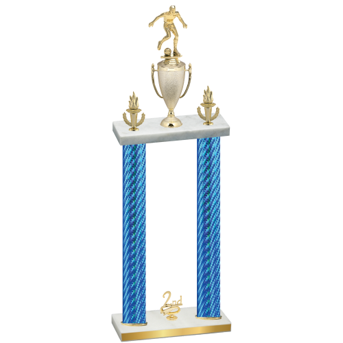 Double Blue Carbon Fiber Second Place Soccer Trophy