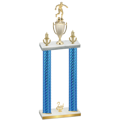 Double Blue Carbon Fiber Second Place Soccer Trophy