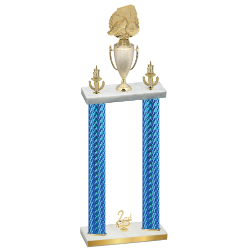 Double Blue Carbon Fiber Second Place Soccer Trophy