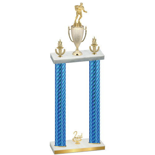 Double Blue Carbon Fiber Second Place Rugby Trophy