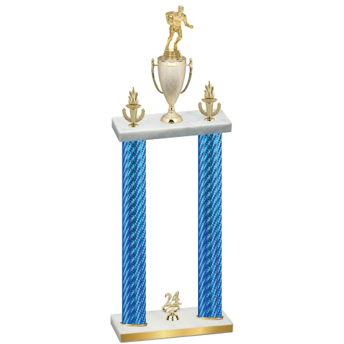 Double Blue Carbon Fiber Year Rugby Trophy