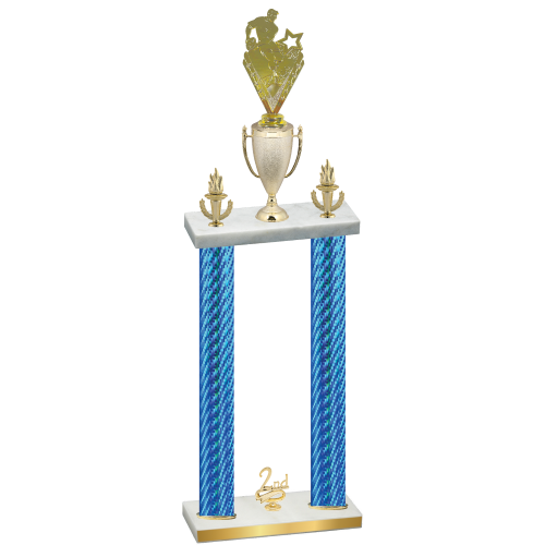 Double Blue Carbon Fiber Second Place Rugby Trophy
