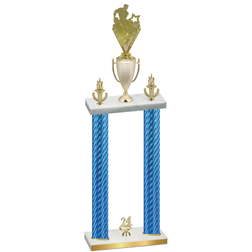 Double Blue Carbon Fiber Year Rugby Trophy